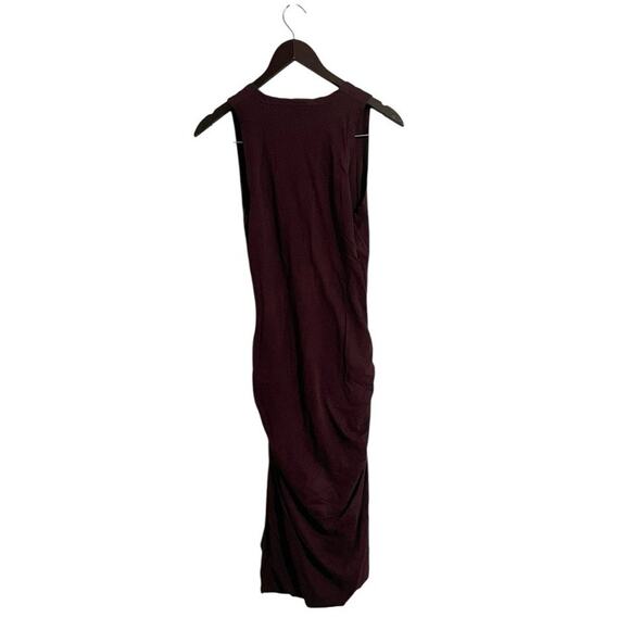Standard James Perse Purple Split Neck Ruched Bodycon Tank Midi Dress Size 2 - Picture 3 of 7